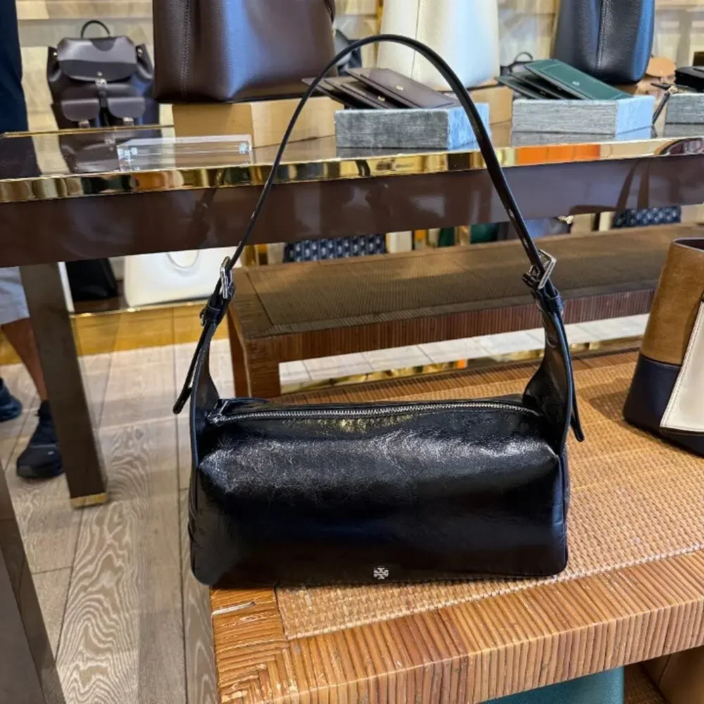 Tory Burch Rory Glazed Shoulder Bag 182691 $450 Black
